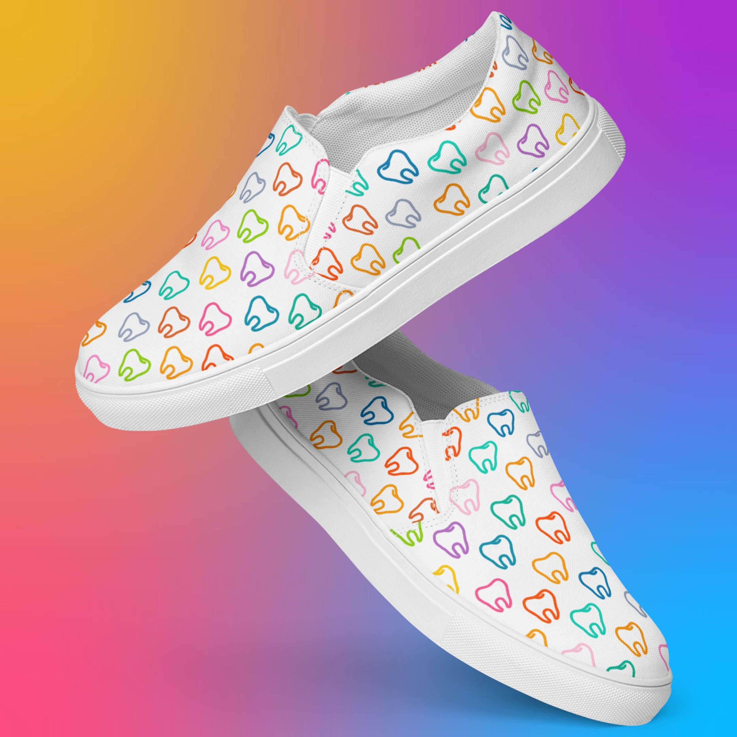 Colorful Tooth Print Slip On Shoes For Women