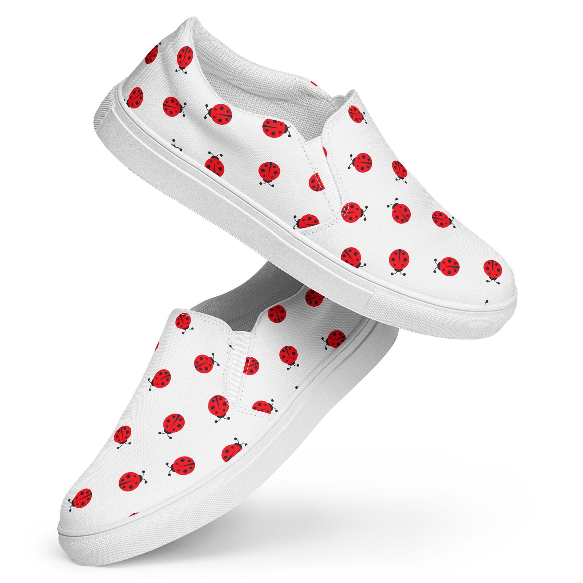 Ladybug Print Slipon Canvas Shoes: Playful Women's Comfort