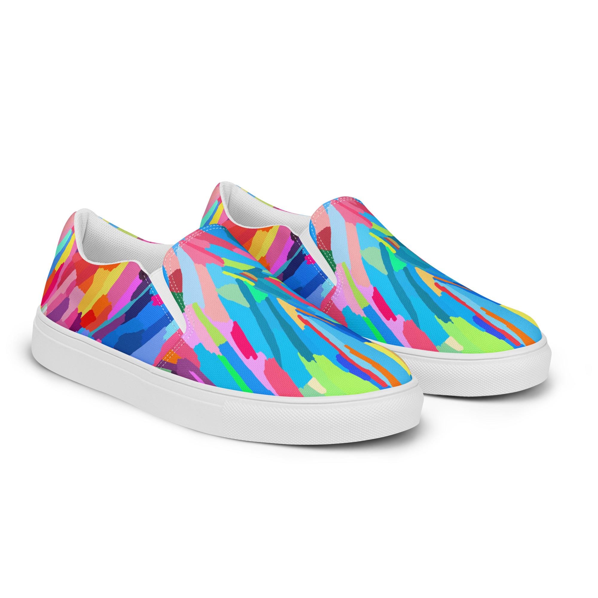 Vivid Colorful Waves Women’s Slipon Canvas Shoes Artistic