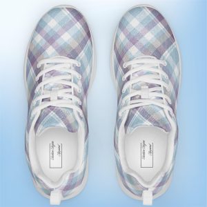 Baby Blue Plaid Womens Athletic Shoes Pastel Checkered