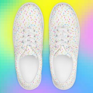 Rainbow Sprinkle Lace Up Canvas Sneakers For Women